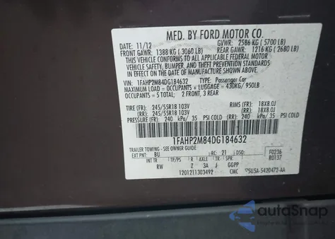 2013 Ford Police Interceptor from USA, damaged, VIN 1FAHP2M84DG184632